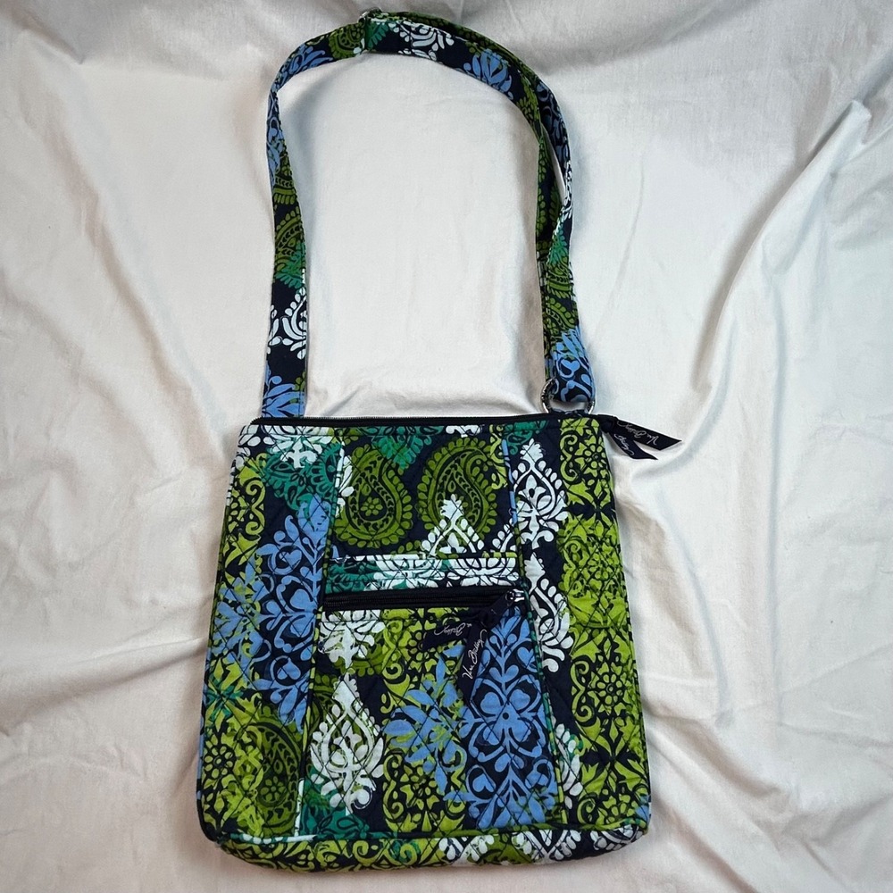 Vera Bradley Hipster Medium Crossbody Blue/Kelly Green Quilted Paisley Retired